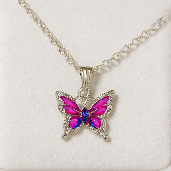 Butterfly Radiance Pendant Necklace Light Rose
