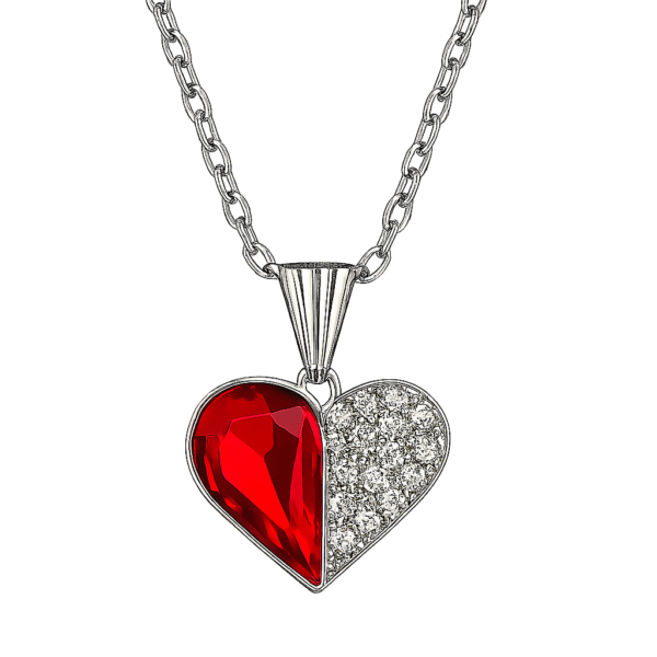 Annisu Dual Spark Heart Red  Pendant Necklace for Women /Girls