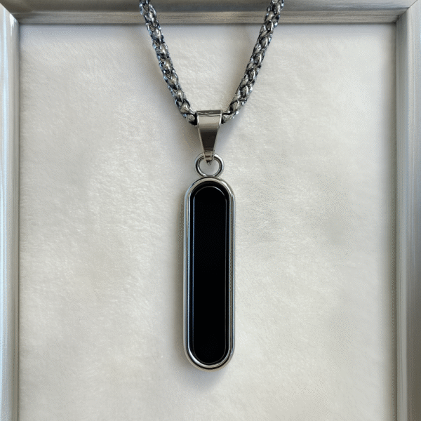 Annisu Men’s Rectangular Black Pendant Necklace