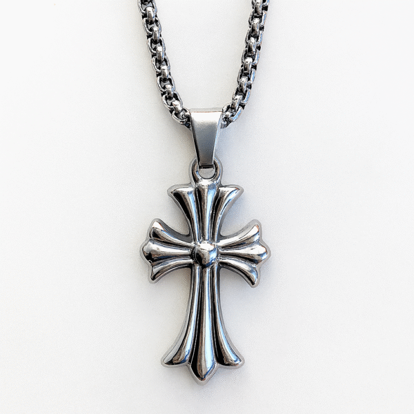 Annisu Men’s Gothic Silver Cross Pendant Necklace