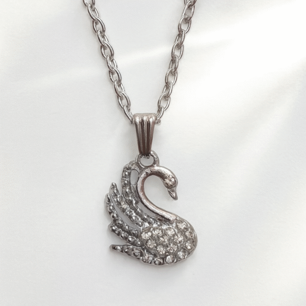 Annisu Graceful Swan Sparkle Pendant Necklace