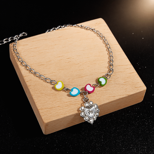 Annisu Elegant Silver Charm Bracelet with Hearts & LOVE Pendant