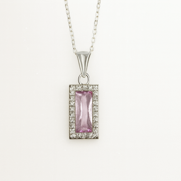 Annisu Elegant Pink Rectangle Pendant Necklace