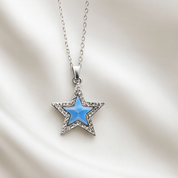 Sparkling Sky  Star Pendant Necklace – Silver Chain with Dual-Layer Design