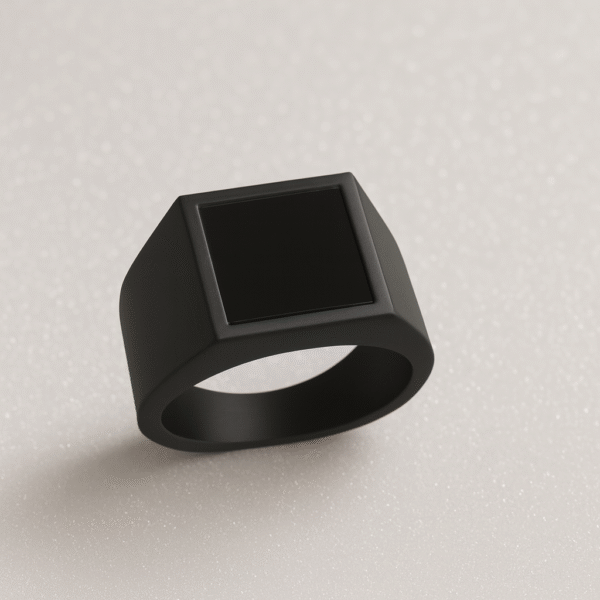Annisu Matte Black Square Signet Ring For Men & Women