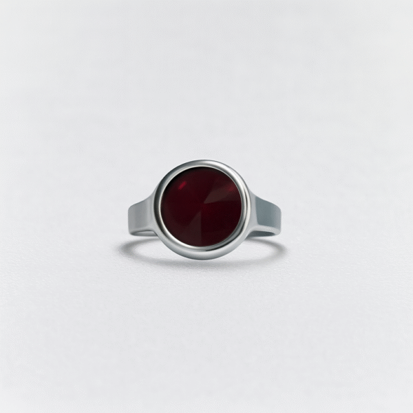 Annisu Elegant Silver Ring with Red Gemstone