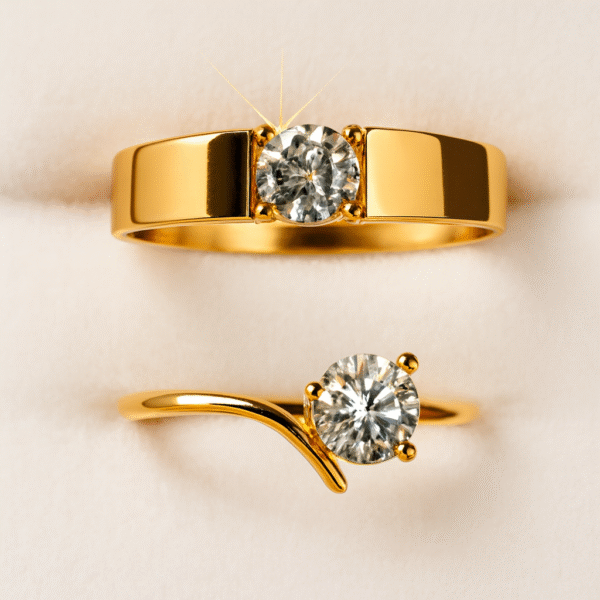 Annisu Couple Elegant Gold Diamond Ring Set