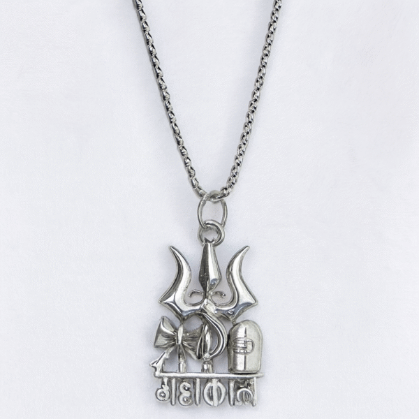 Annisu Mahakaal Trishul Pendant Necklace – Silver Finish