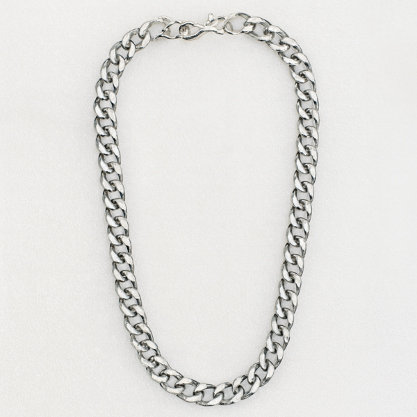 Annisu 9mm Bold Silver  Curb Chain Necklace with Secure Clasp