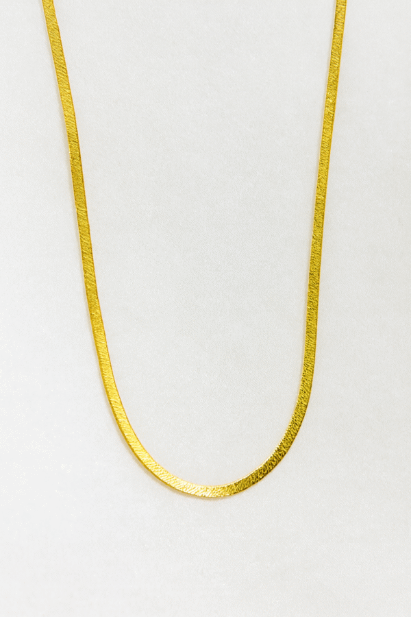 Annisu  Gold Herringbone Chain Necklace with Smooth Finish