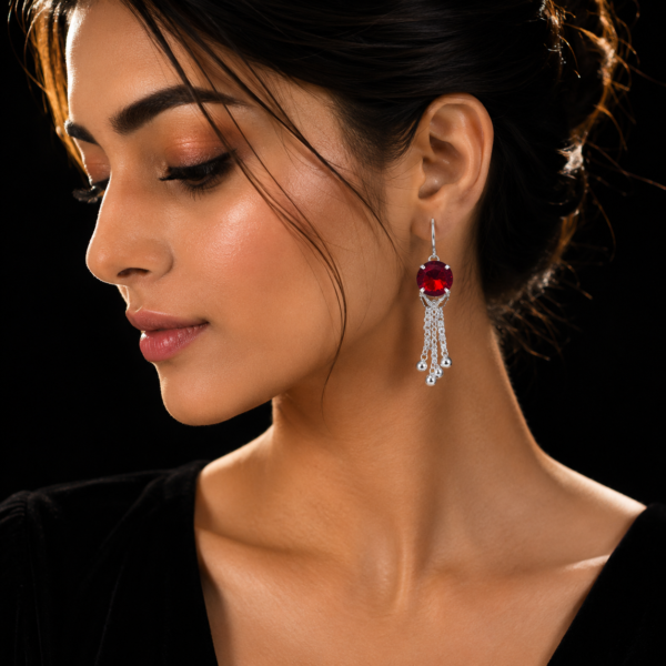 Annisu's Red stone Earring for Women & Girls