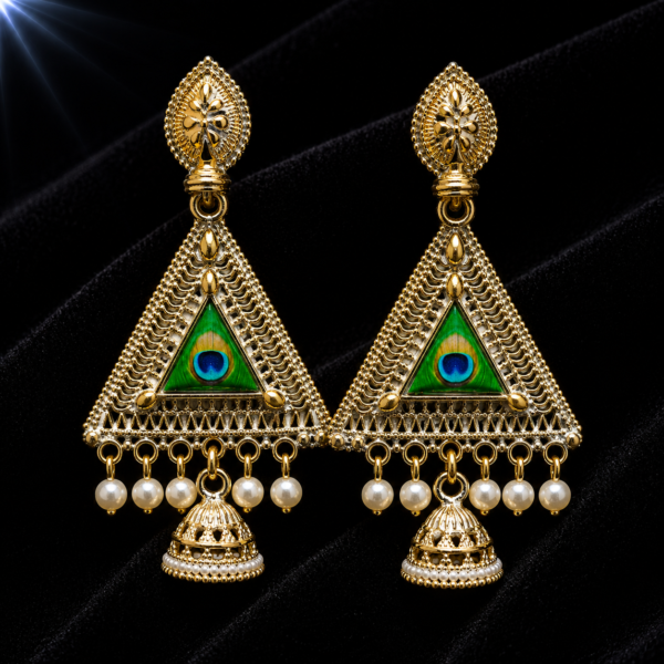 Annisu's Tringle Golden Jhumkha for Girls & Women